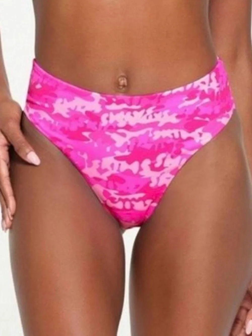 Skims Pink Camo High-Waist Bikini Bottoms